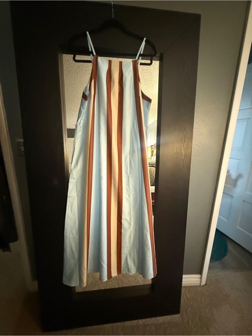Girls' Striped Spaghetti Strap Maxi Dress - Blue & Brown
